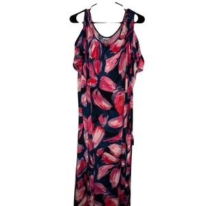 Avenue Plus Size Floral Maxi Dress with Pink and Red Petals